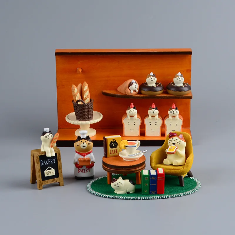 Bonsai Garden In Japan - Zakka estilo desenho animado gato pão