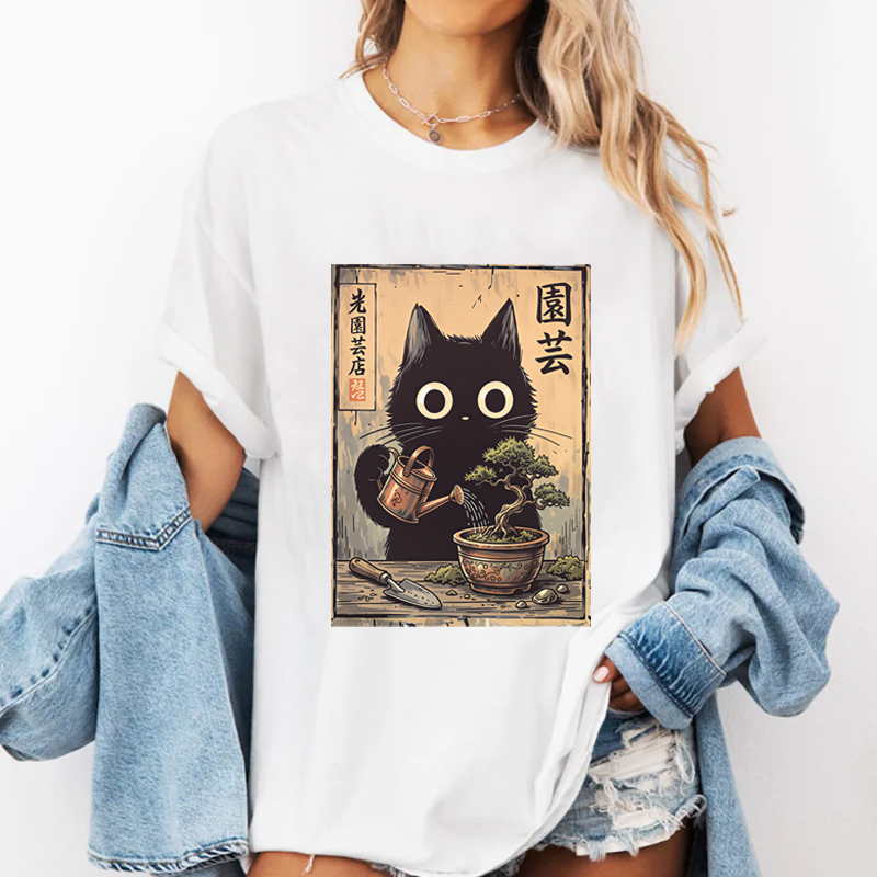 Bonsai Garden China - Camiseta Bonsai Black Cat, estilo japonês,