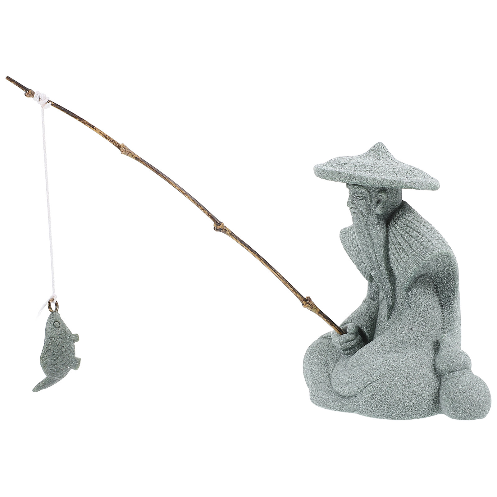 Estátua de Pescador em Resina, - Bonsai Garden Display avaliação e preço