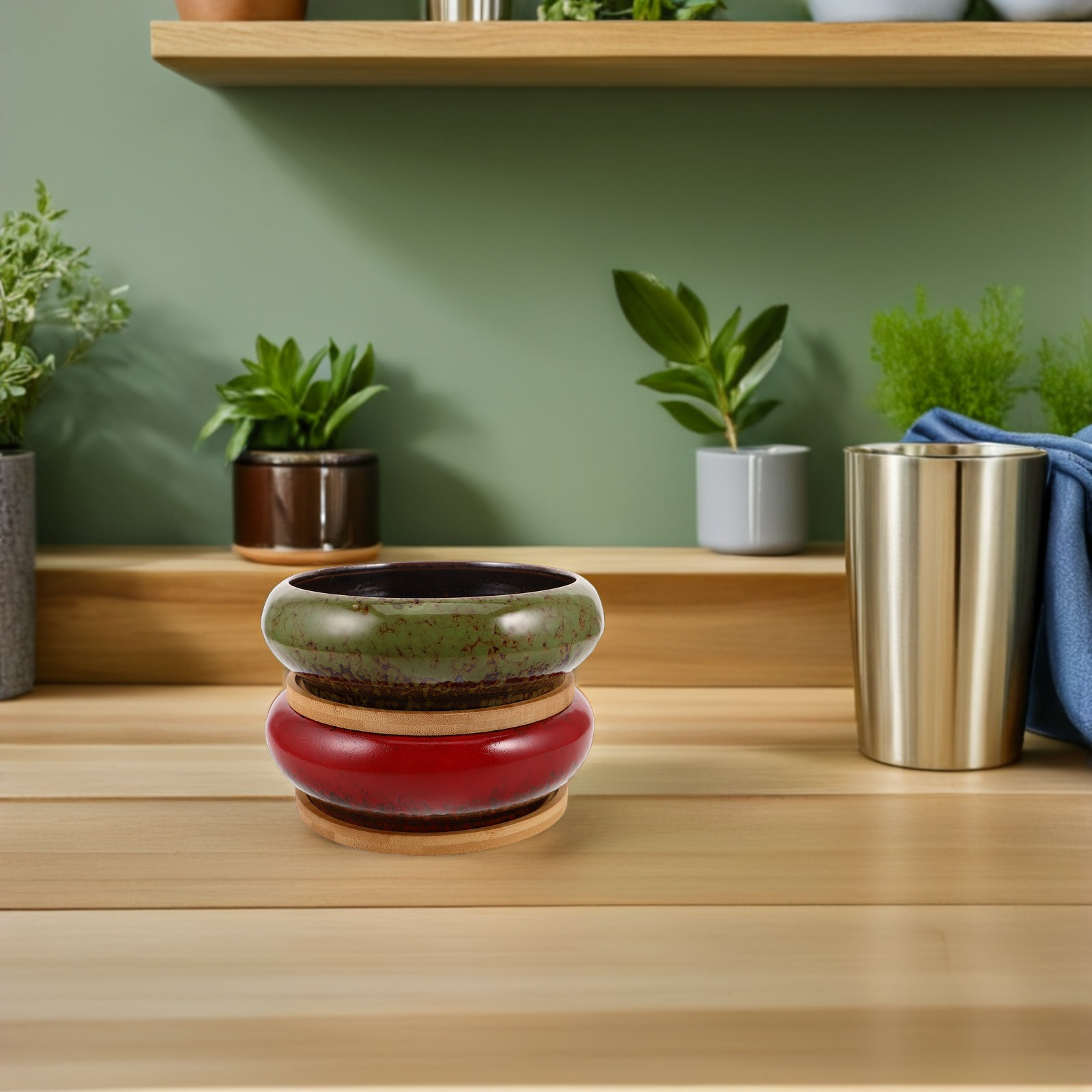 Conjunto de 2 Vasos de Cerâmic - Bonsai Garden Display avaliação e preço